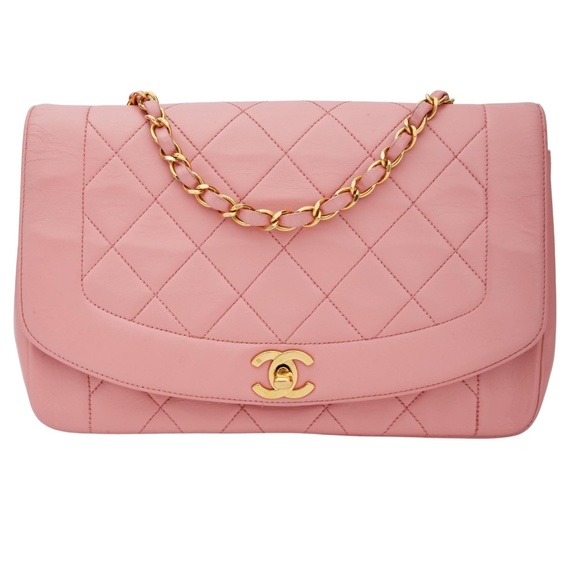 CHANEL VINTAGE PINK LAMBSKIN MEDIUM DIANA CLASSIC SINGLE FLAP BAG (Circa 1991) - Picture 1 of 10